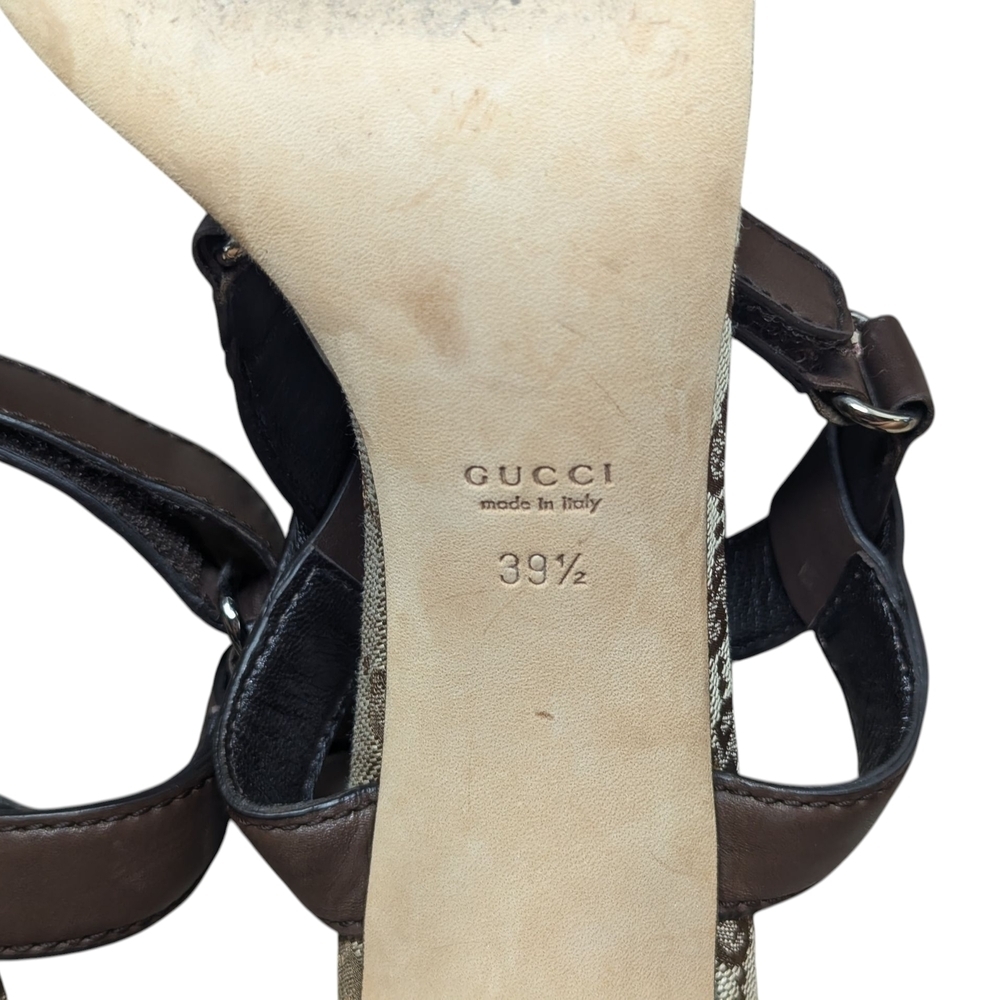 Gucci Lifford GG Supreme Tom Ford Era "New Chocolate" Sandal Heels Size EU 38.5 - Picture 9 of 10